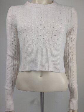 Sunday Best Aritzia ivory off-white wool blend cropped length sweater Small